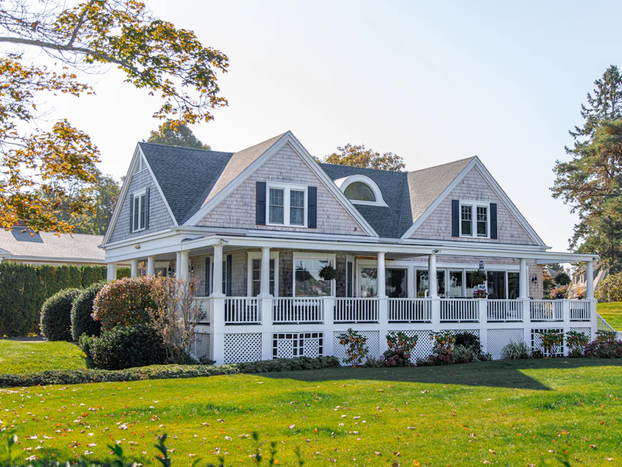Traditional home with a wraparound porch